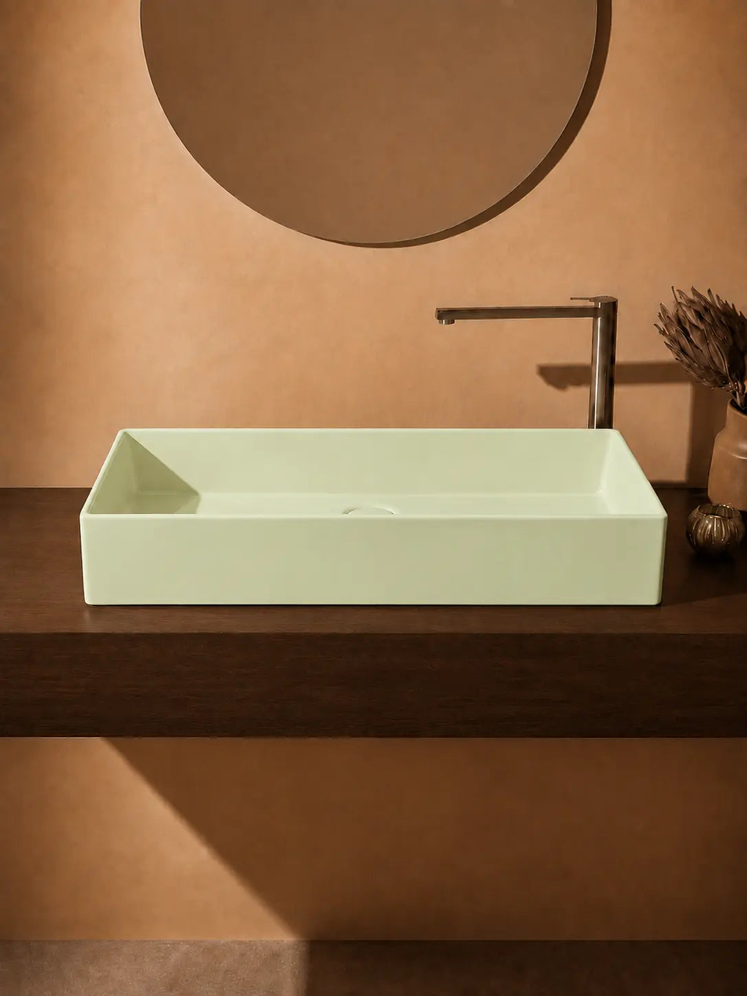 BBbidet 2757 chartreuse rectangular countertop basin front profile