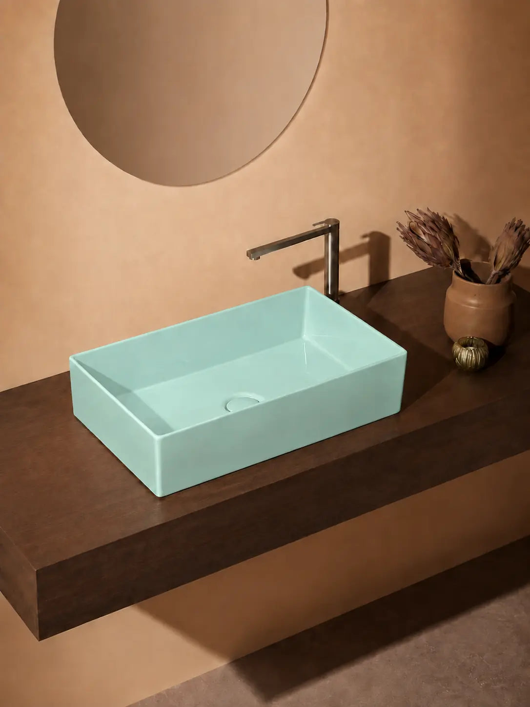 BBbidet 2757 mint green rectangular countertop basin hero view