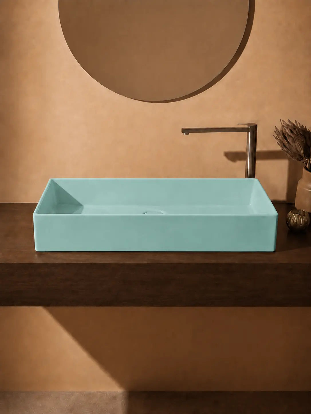 BBbidet 2757 mint green rectangular countertop basin front profile