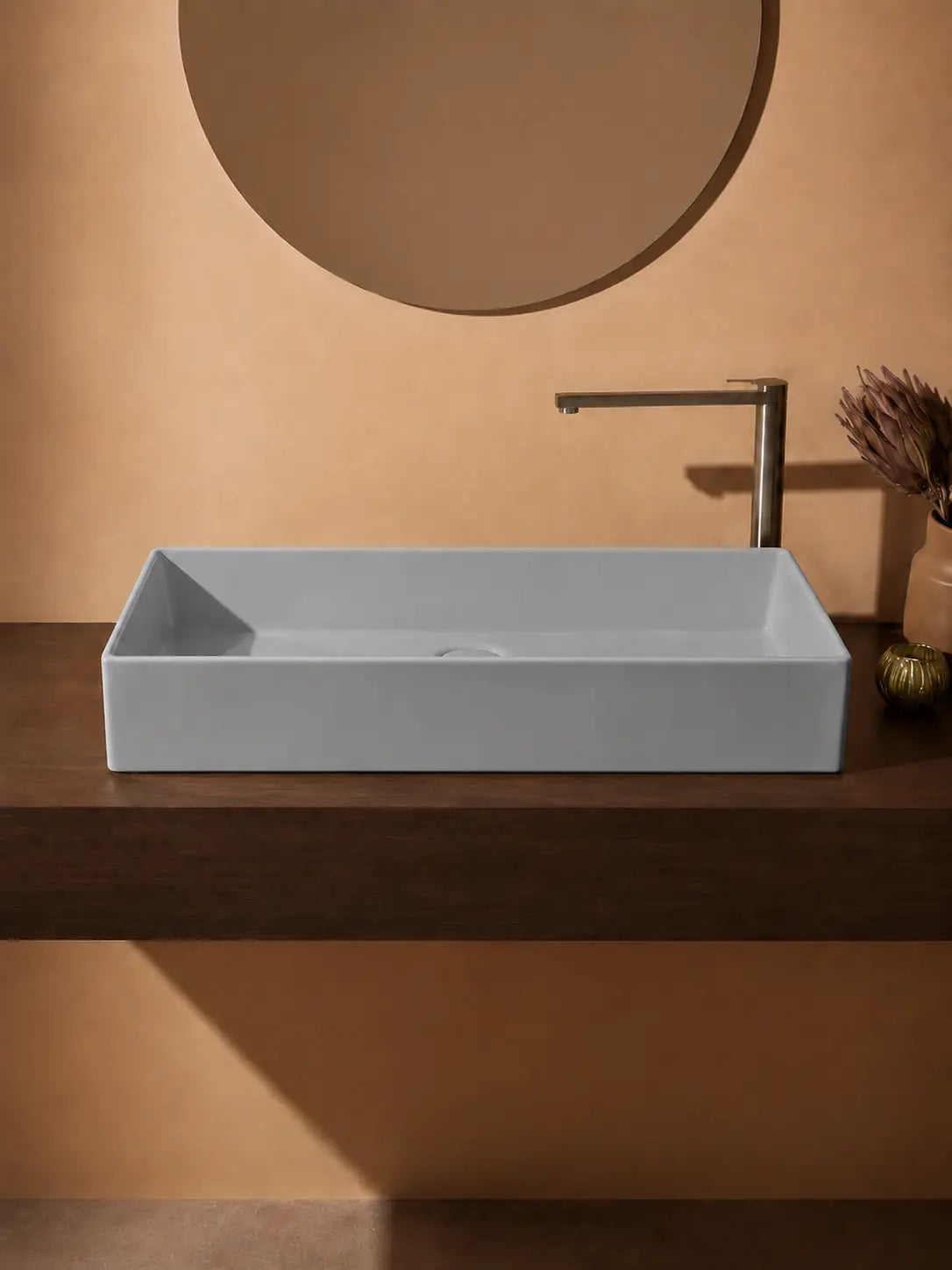 BBbidet 2757 gray rectangular countertop basin front profile