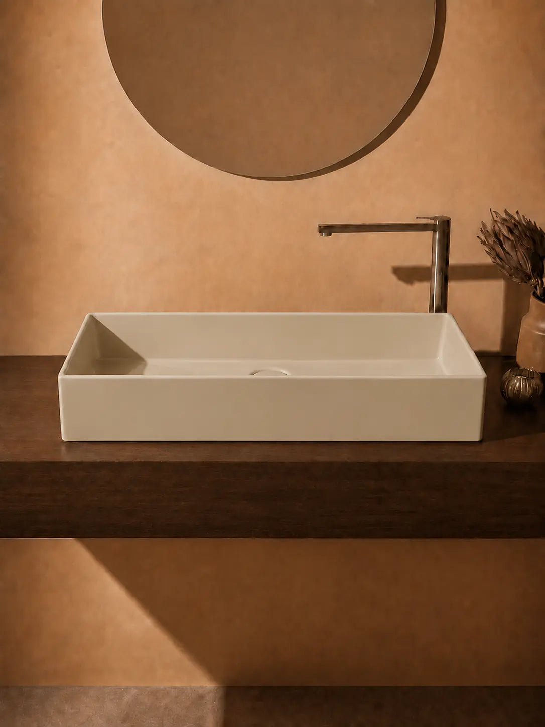 BBbidet 2757 khaki rectangular countertop basin front profile