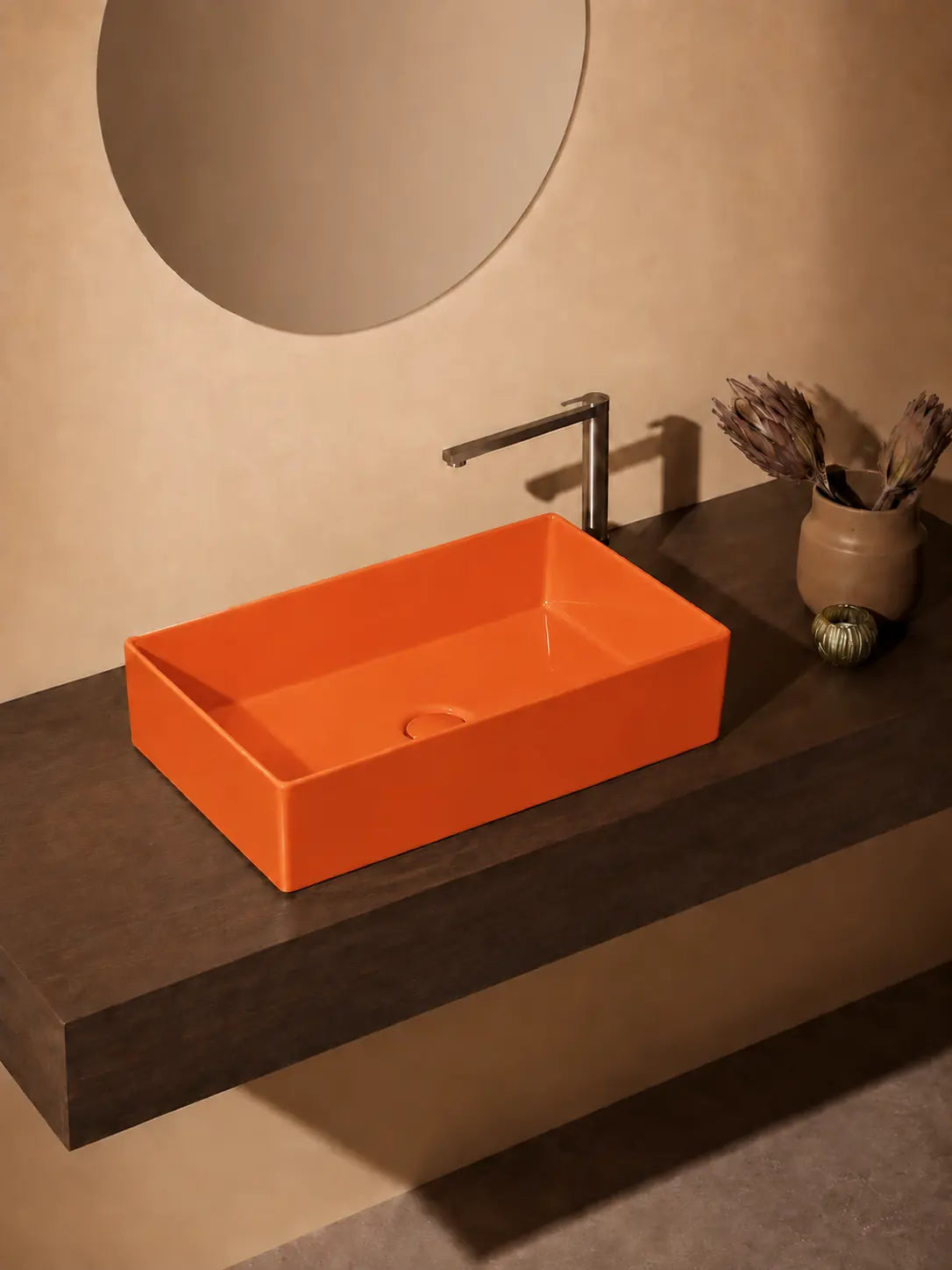 BBbidet 2757 orange rectangular countertop basin hero view