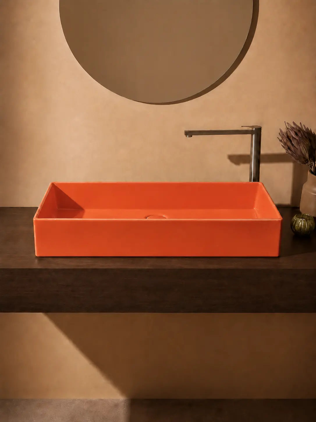 BBbidet 2757 orange rectangular countertop basin front profile