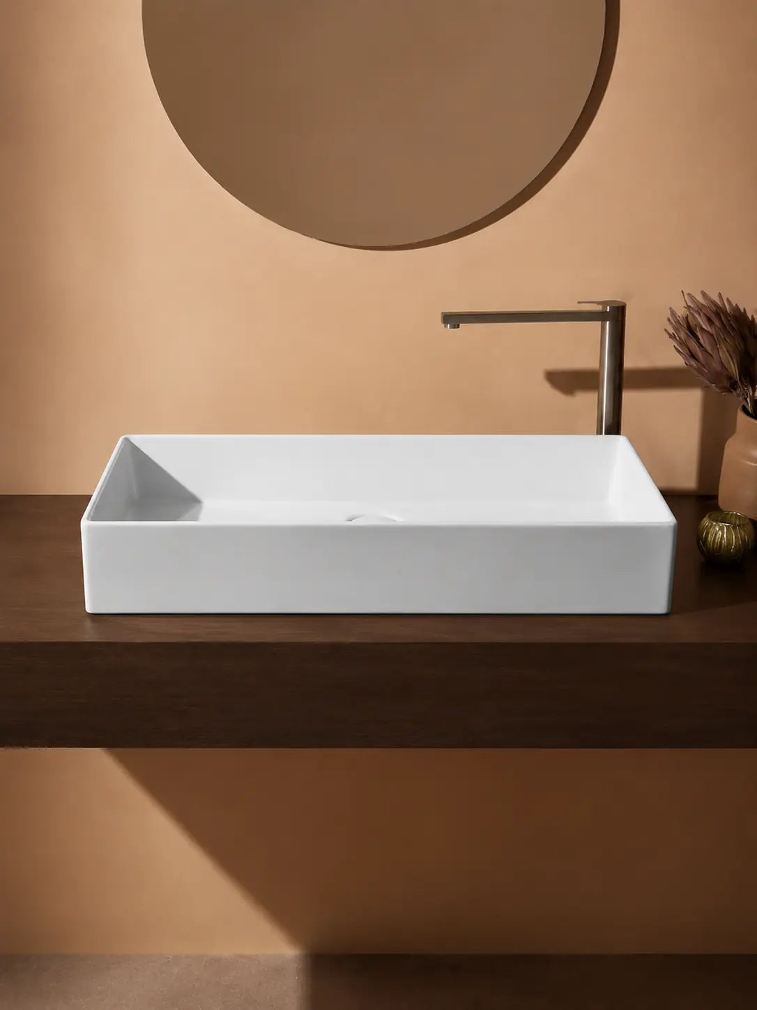 BBbidet 2757 white rectangular countertop basin front profile