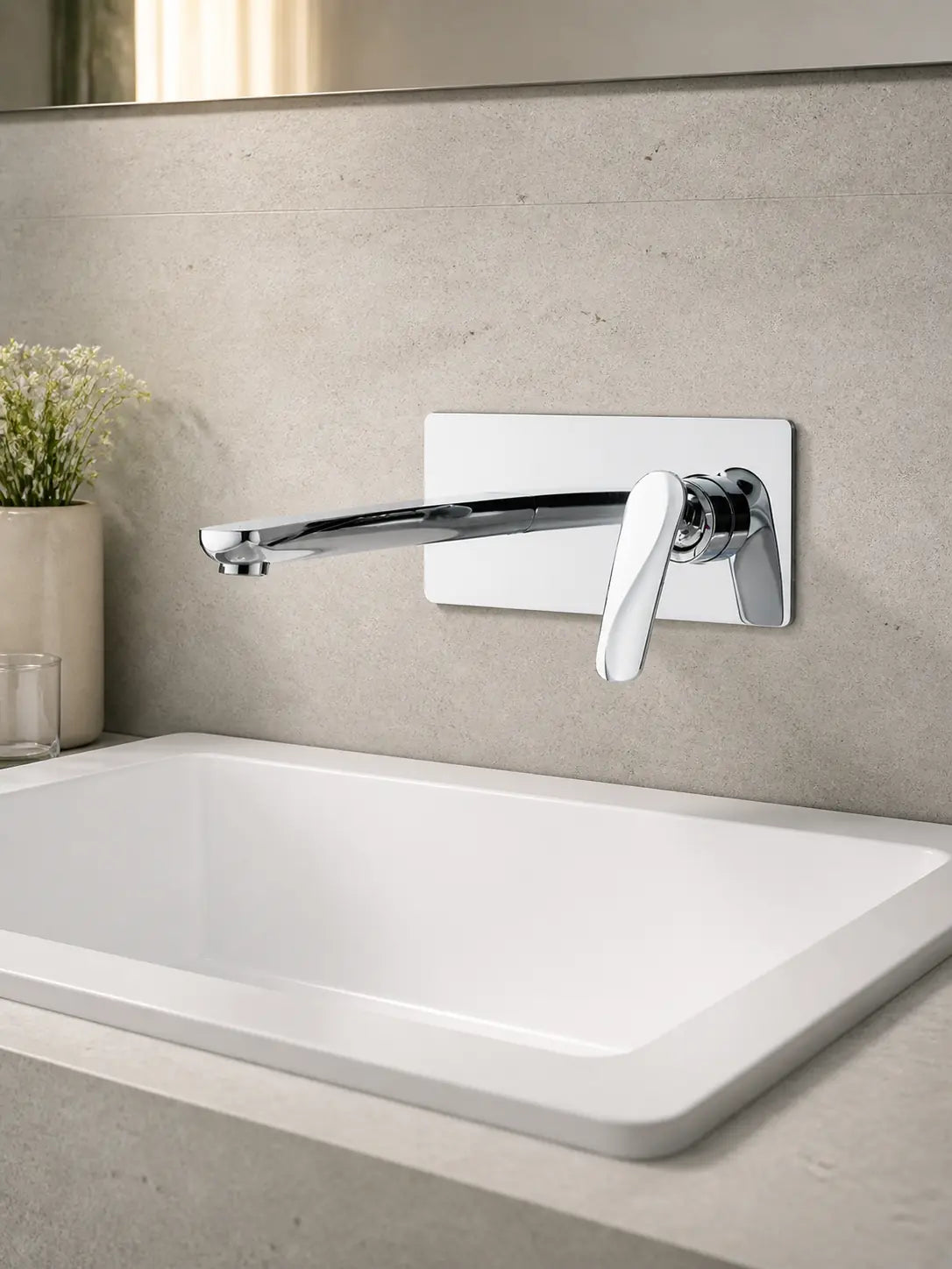BBBIDET 72 Series wall mounted basin faucet in polished chrome - view 01