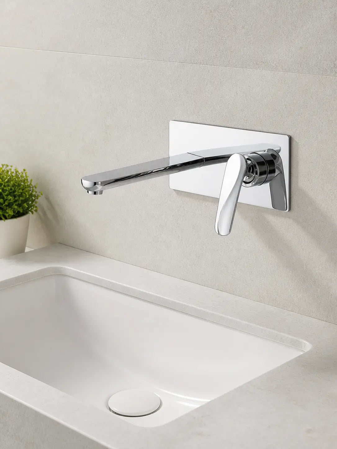 BBBIDET 72 Series wall mounted basin faucet in polished chrome - view 03