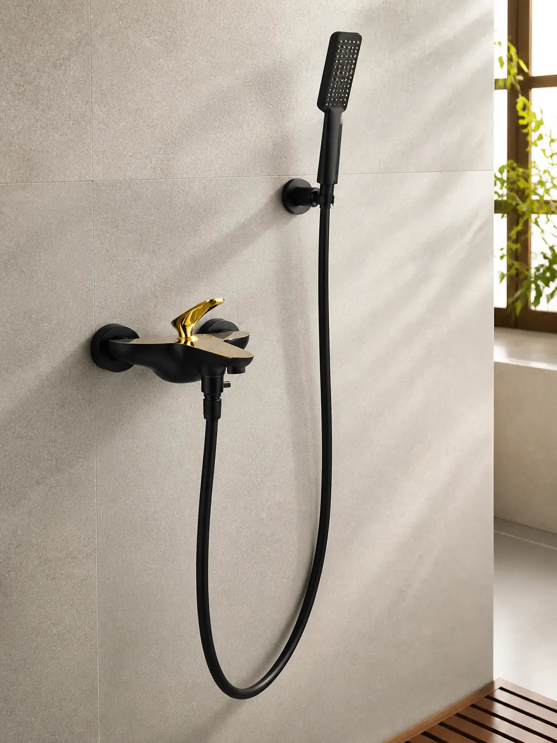 BBBIDET 72 Series wall mounted bath shower mixer in black gold - view 02