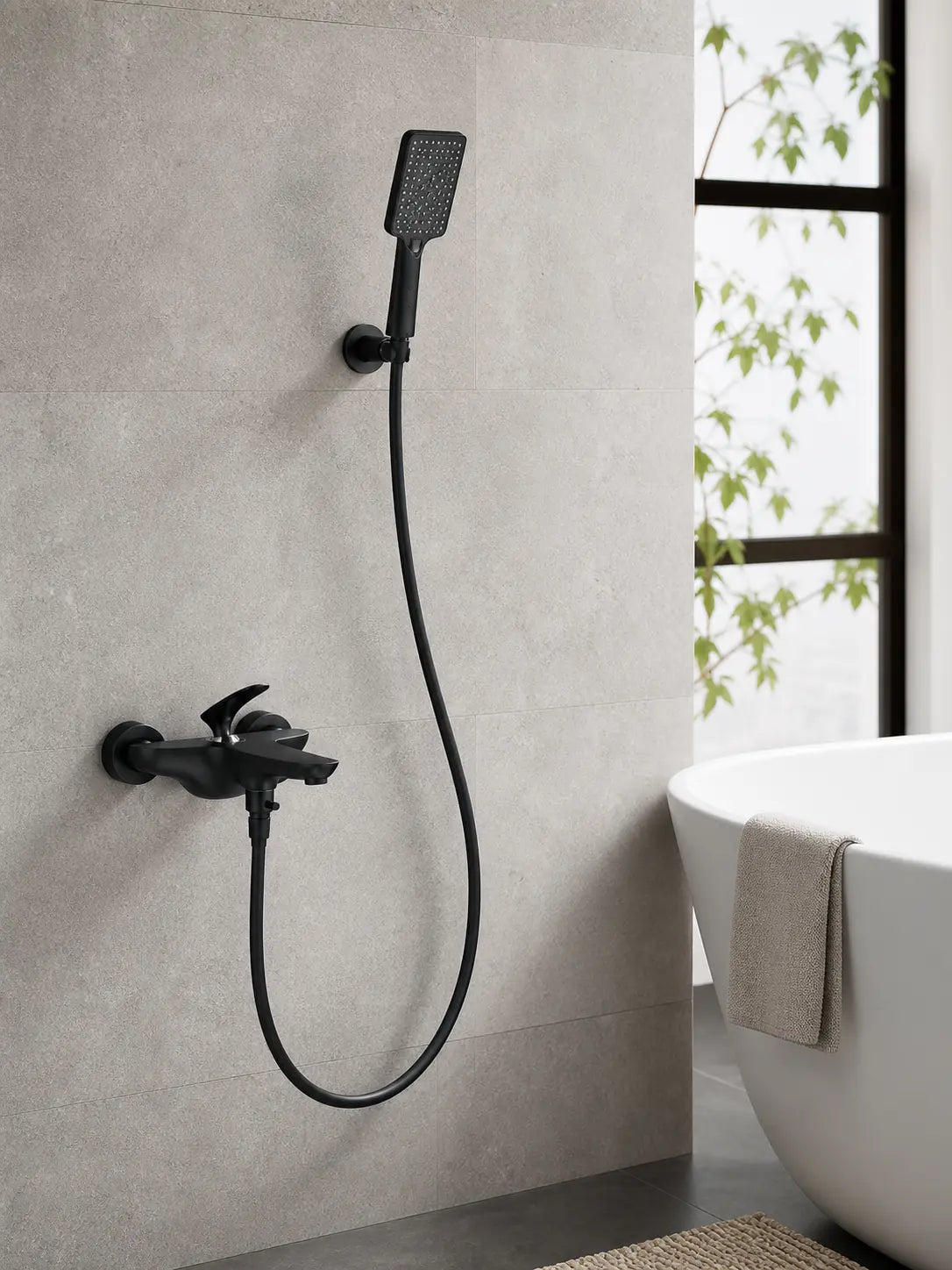 BBBIDET 72 Series wall mounted bath shower mixer in matte black - view 01
