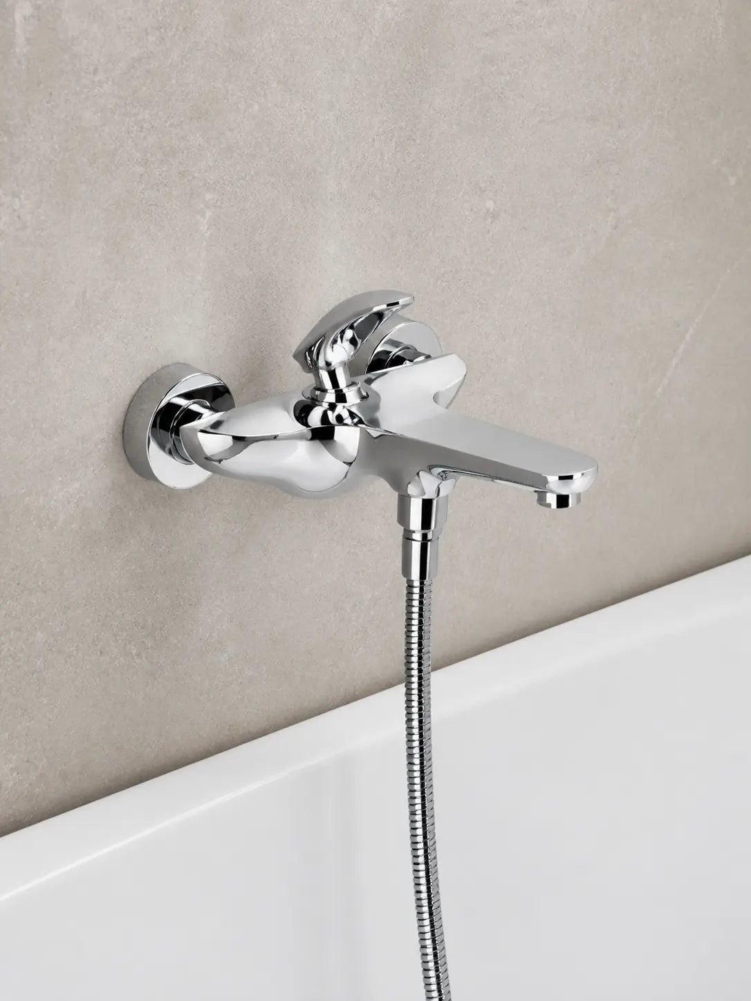 BBBIDET 72 Series wall mounted bath shower mixer in polished chrome - view 01
