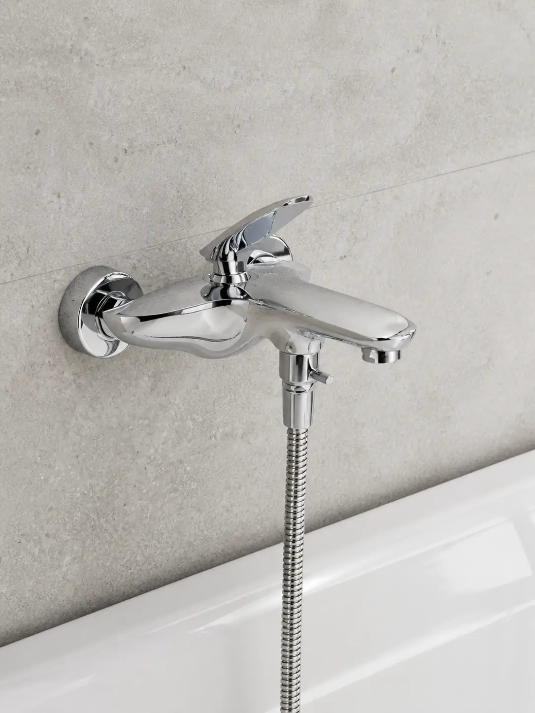 BBBIDET 72 Series wall mounted bath shower mixer in polished chrome - view 02