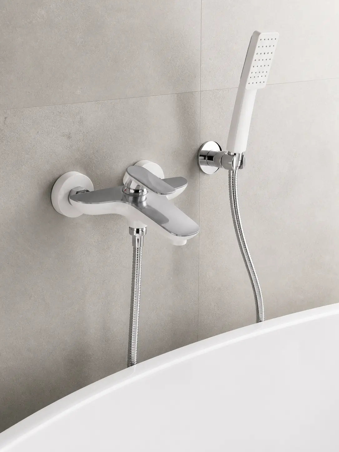 BBBIDET 72 Series wall mounted bath shower mixer in white chrome - view 02