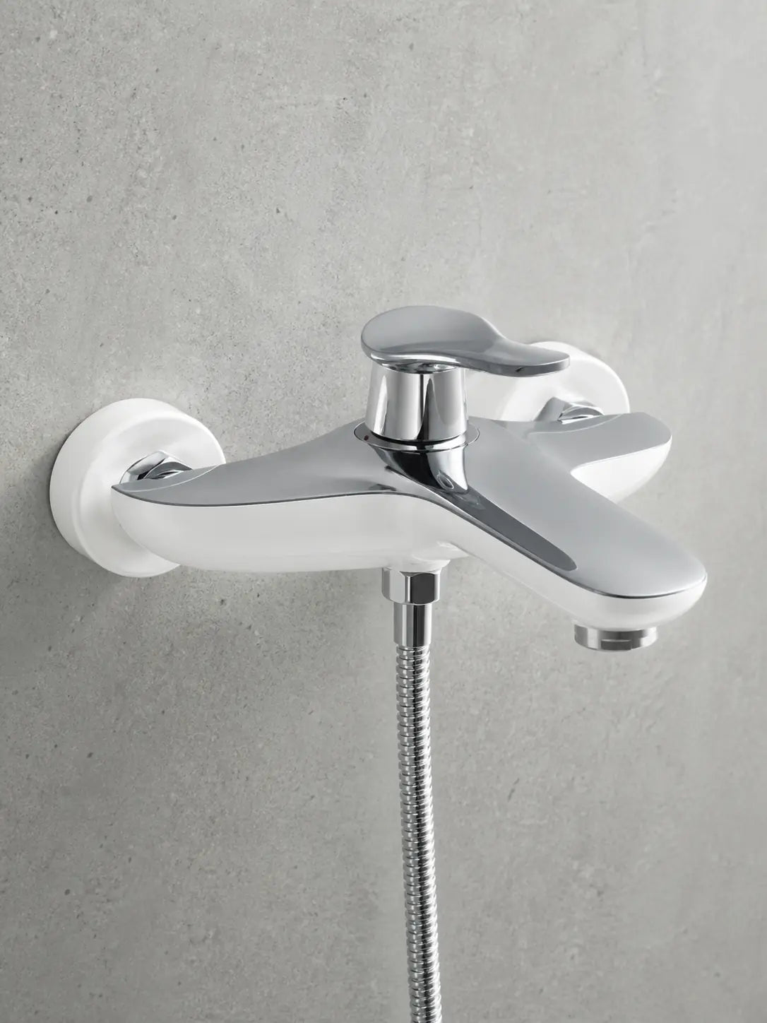 BBBIDET 72 Series wall mounted bath shower mixer in white chrome - view 04