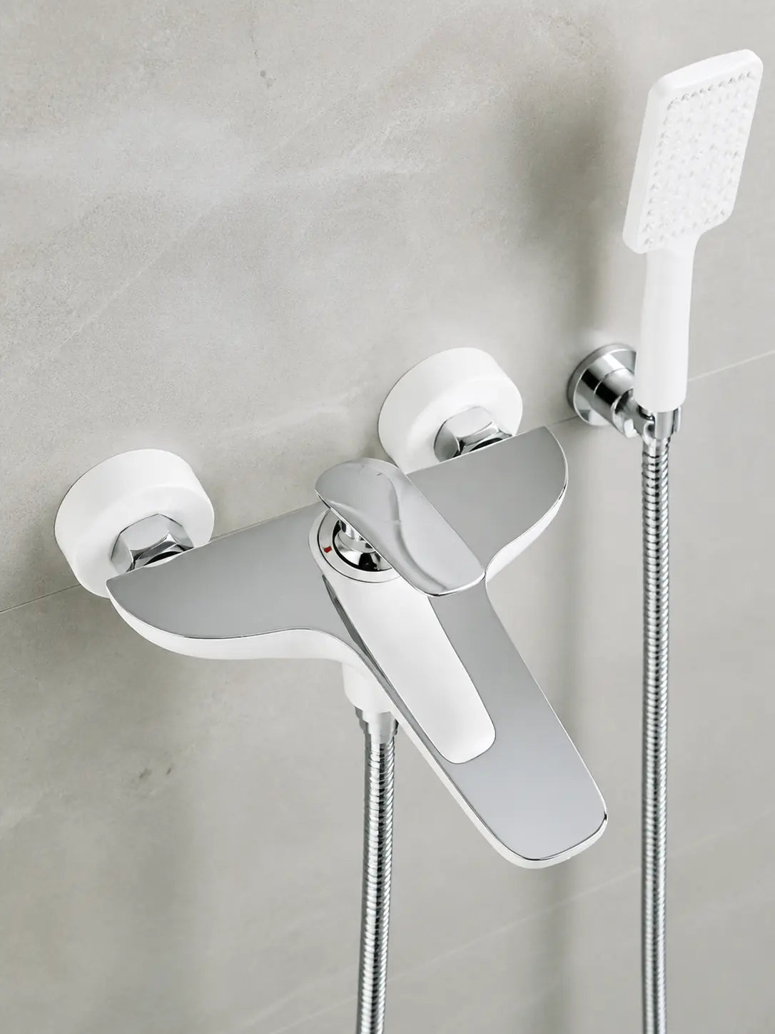 BBBIDET 72 Series wall mounted bath shower mixer in white chrome - view 06