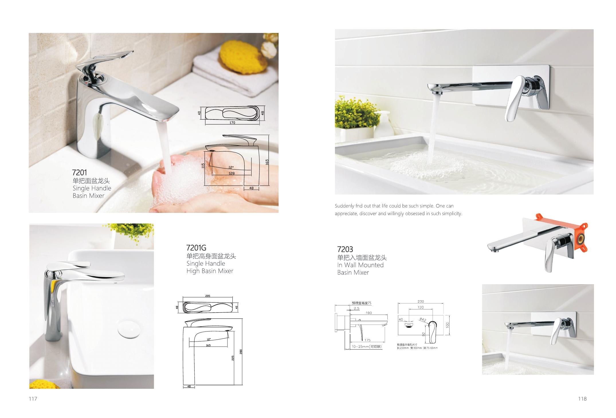 BBbidet 72 Series chrome basin mixers including 7201 and 7203