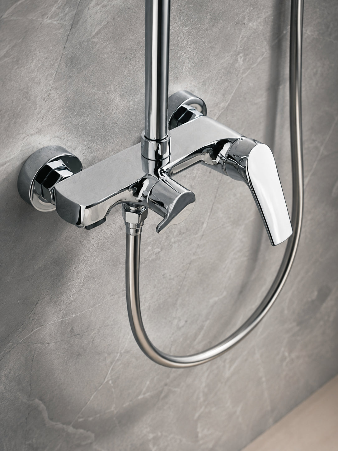 BBbidet 73 Series wall mounted bath shower mixer in polished chrome finish