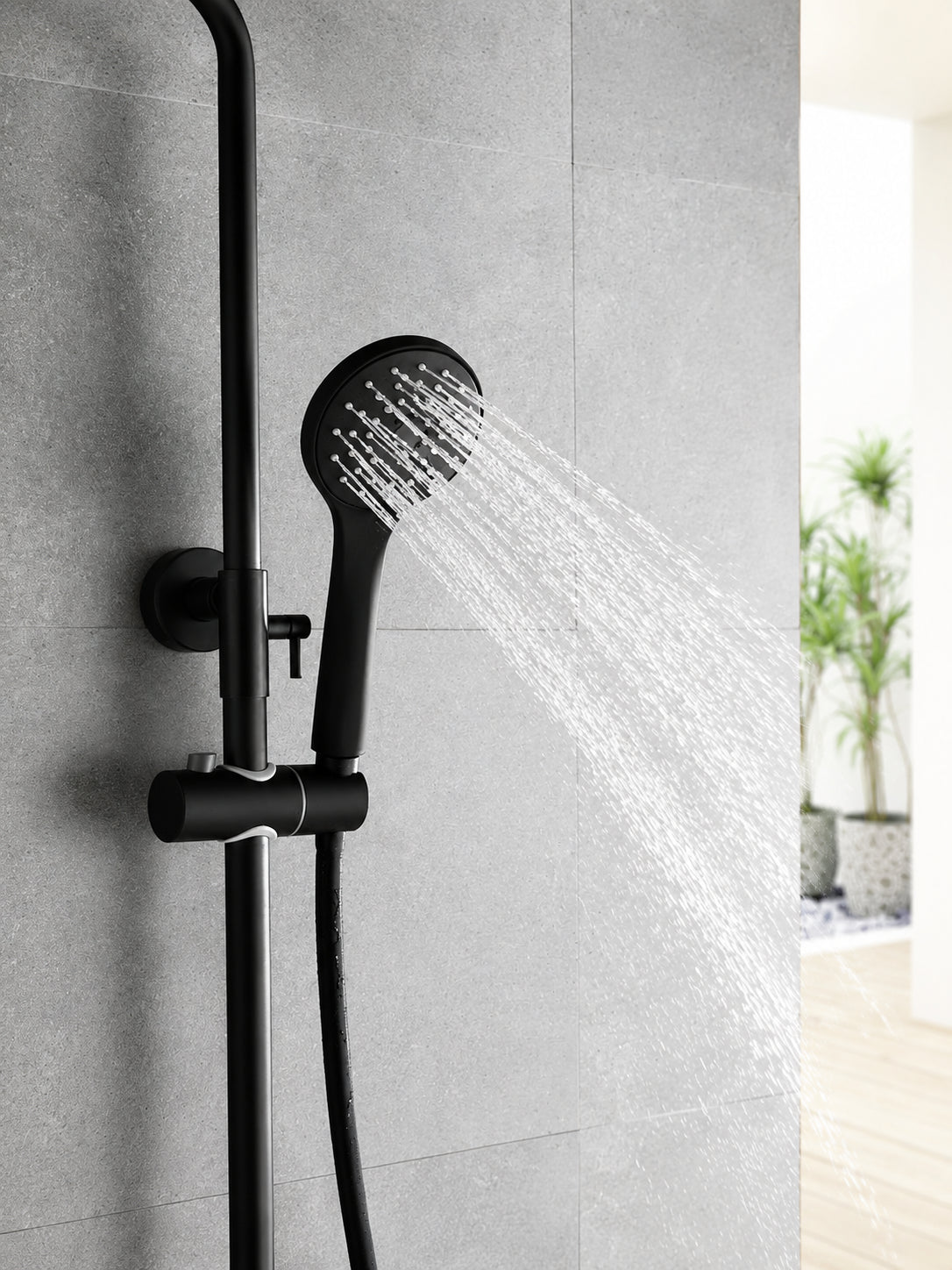 BBbidet 73 Series matte black rain shower system hand shower detail