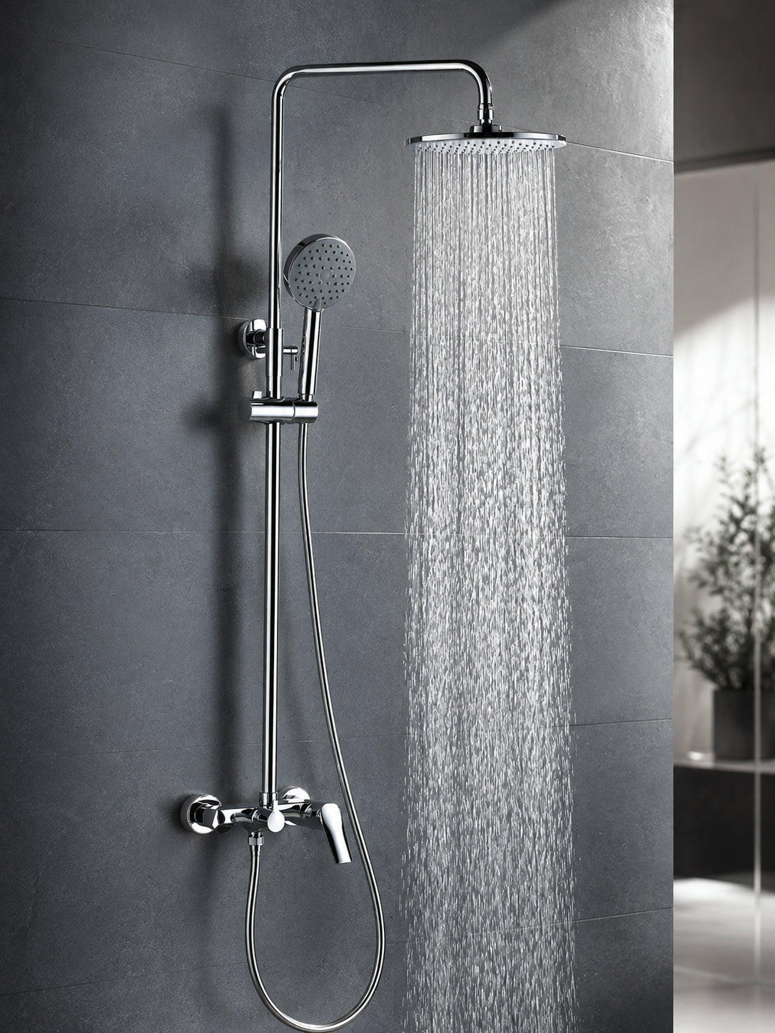 BBbidet 73 Series rain shower system in polished chrome finish