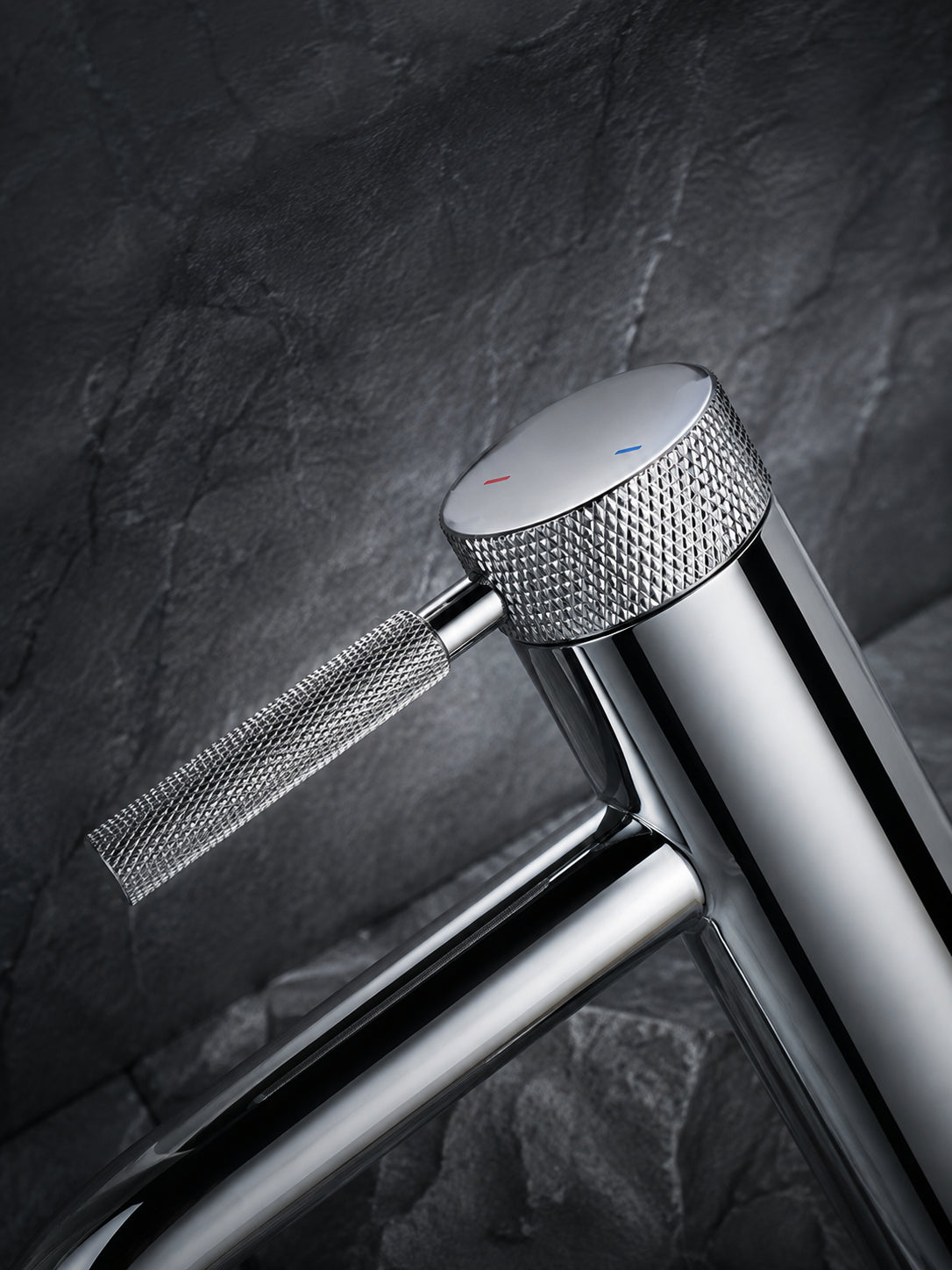 BBbidet 7601 polished chrome basin faucet textured handle detail