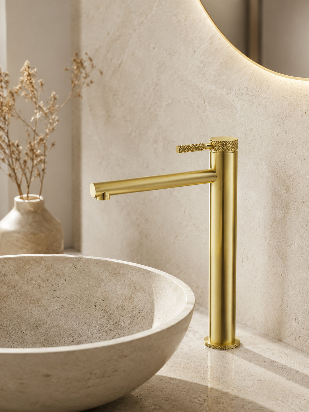 BBbidet 7601G tall vessel sink faucet in brushed gold finish
