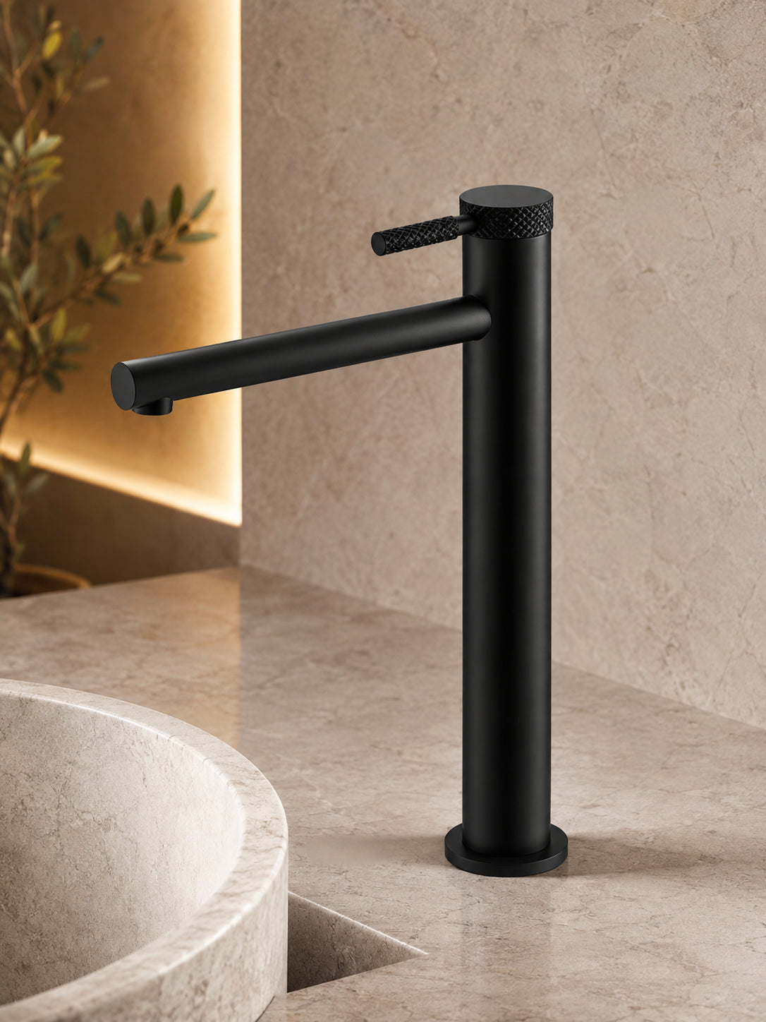 BBbidet 7601G tall vessel sink faucet in matte black finish