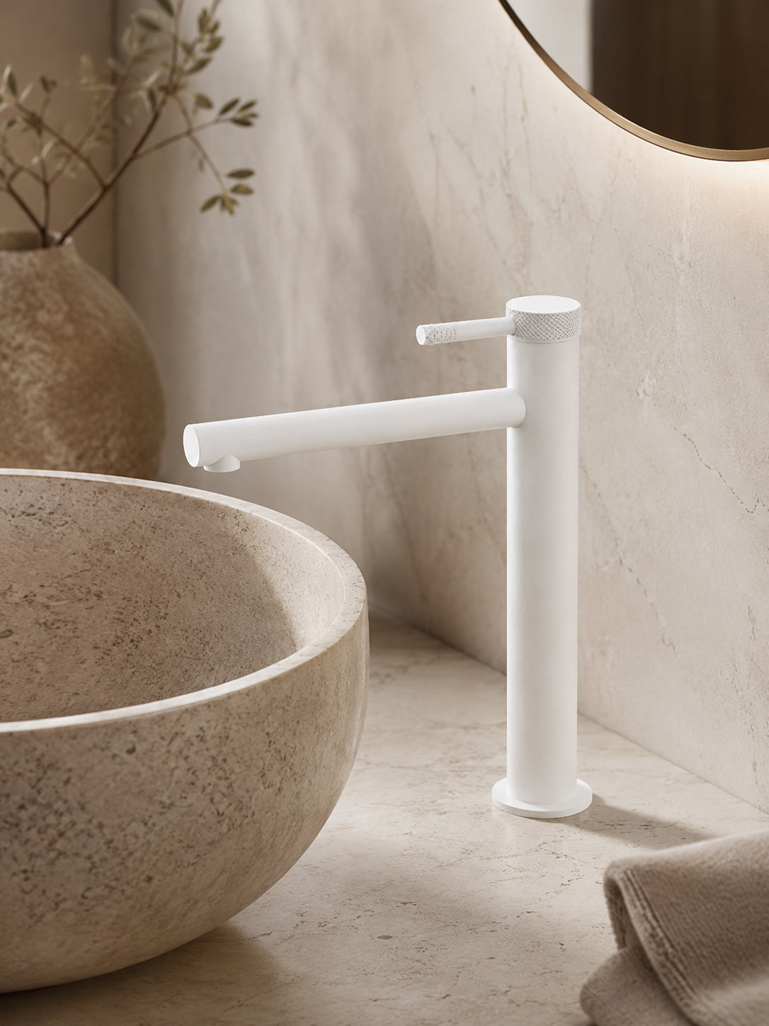 BBbidet 7601G tall vessel sink faucet in matte white finish