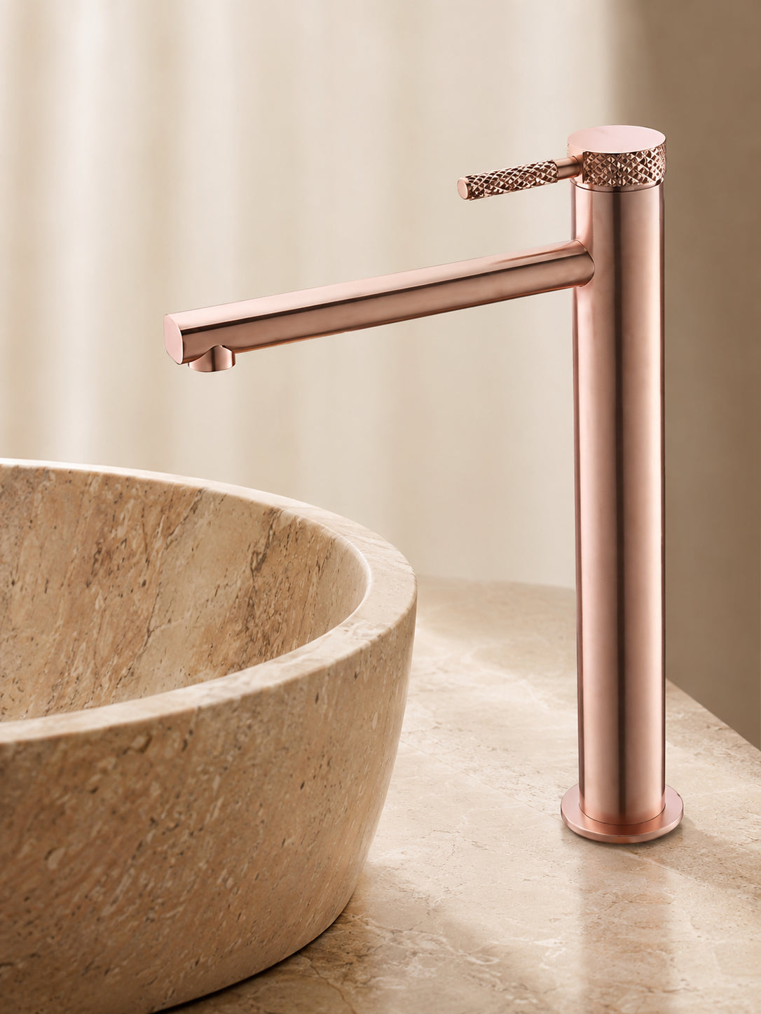 BBbidet 7601G tall vessel sink faucet in rose gold finish
