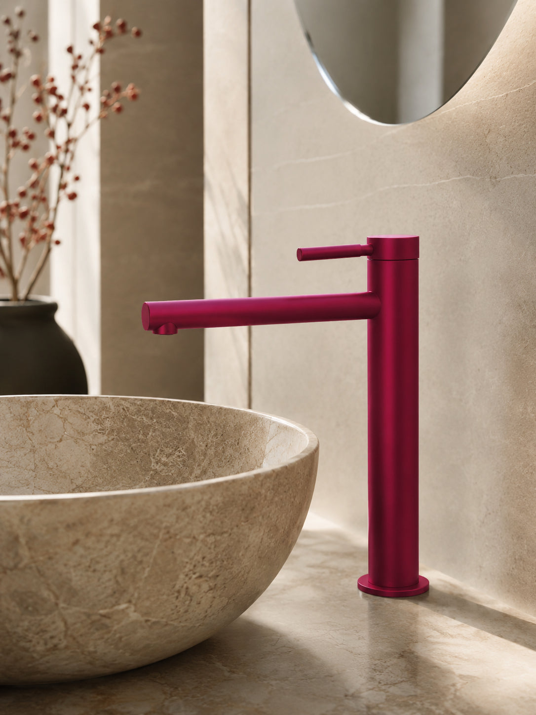BBbidet 7601G tall vessel sink faucet in wine red finish