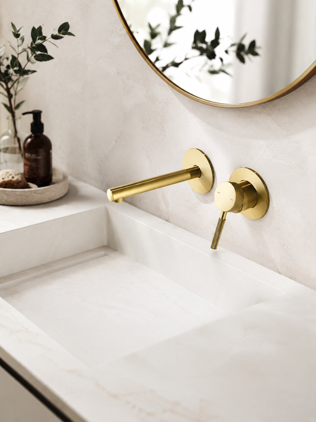 BBbidet 7603 brushed gold wall mounted basin faucet alternate angle