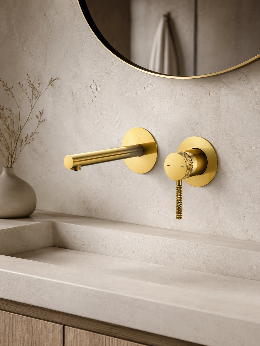 BBbidet 7603 brushed gold wall mounted basin faucet hero image