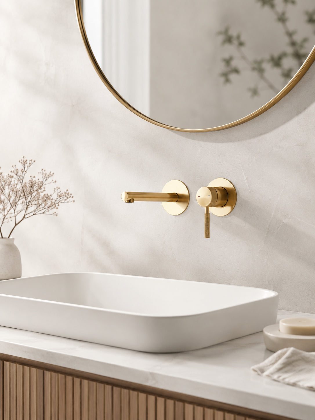 BBbidet 7603 wall mounted basin faucet in brushed gold finish
