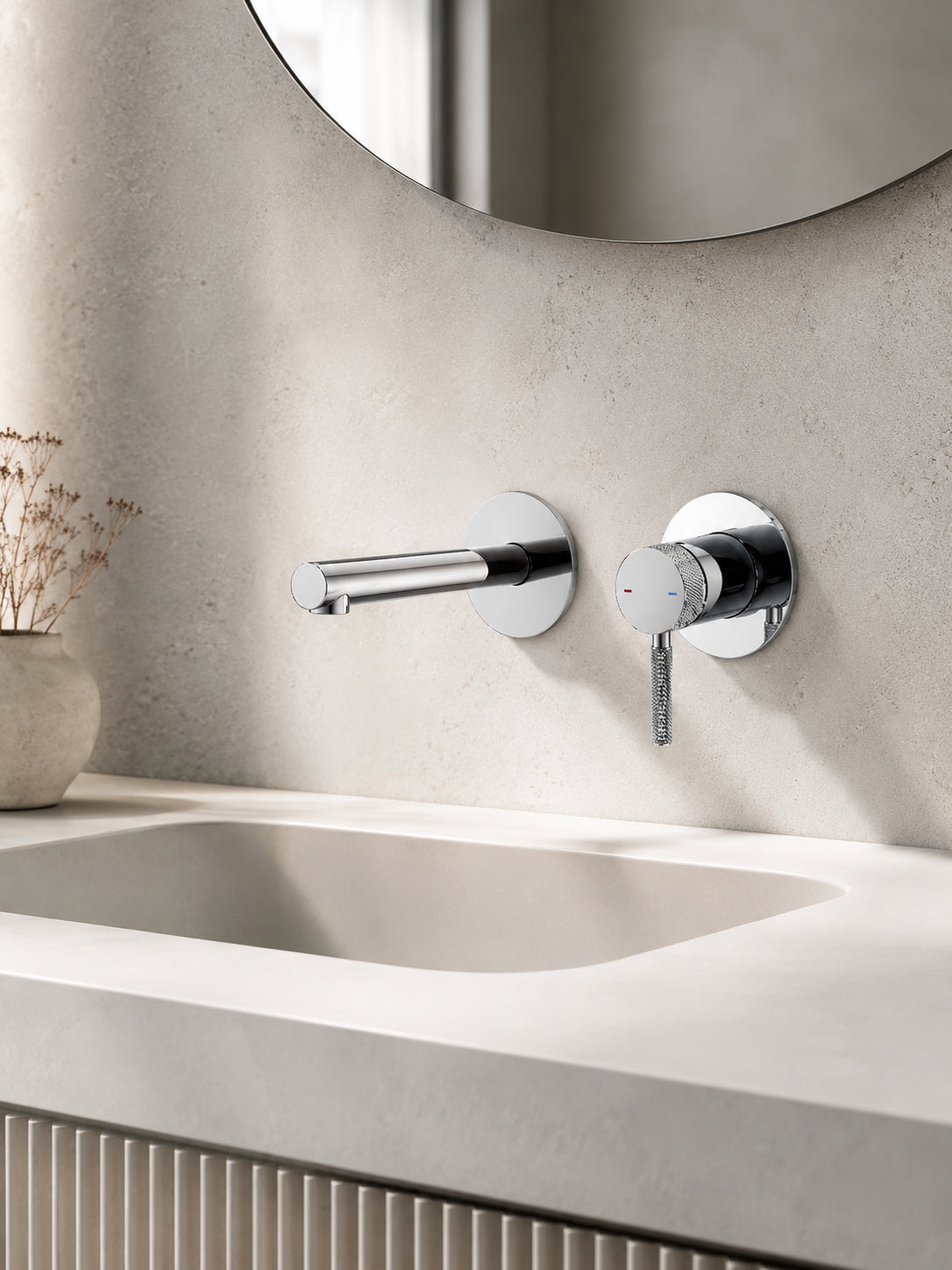 BBbidet 7603 wall mounted basin faucet in polished chrome finish