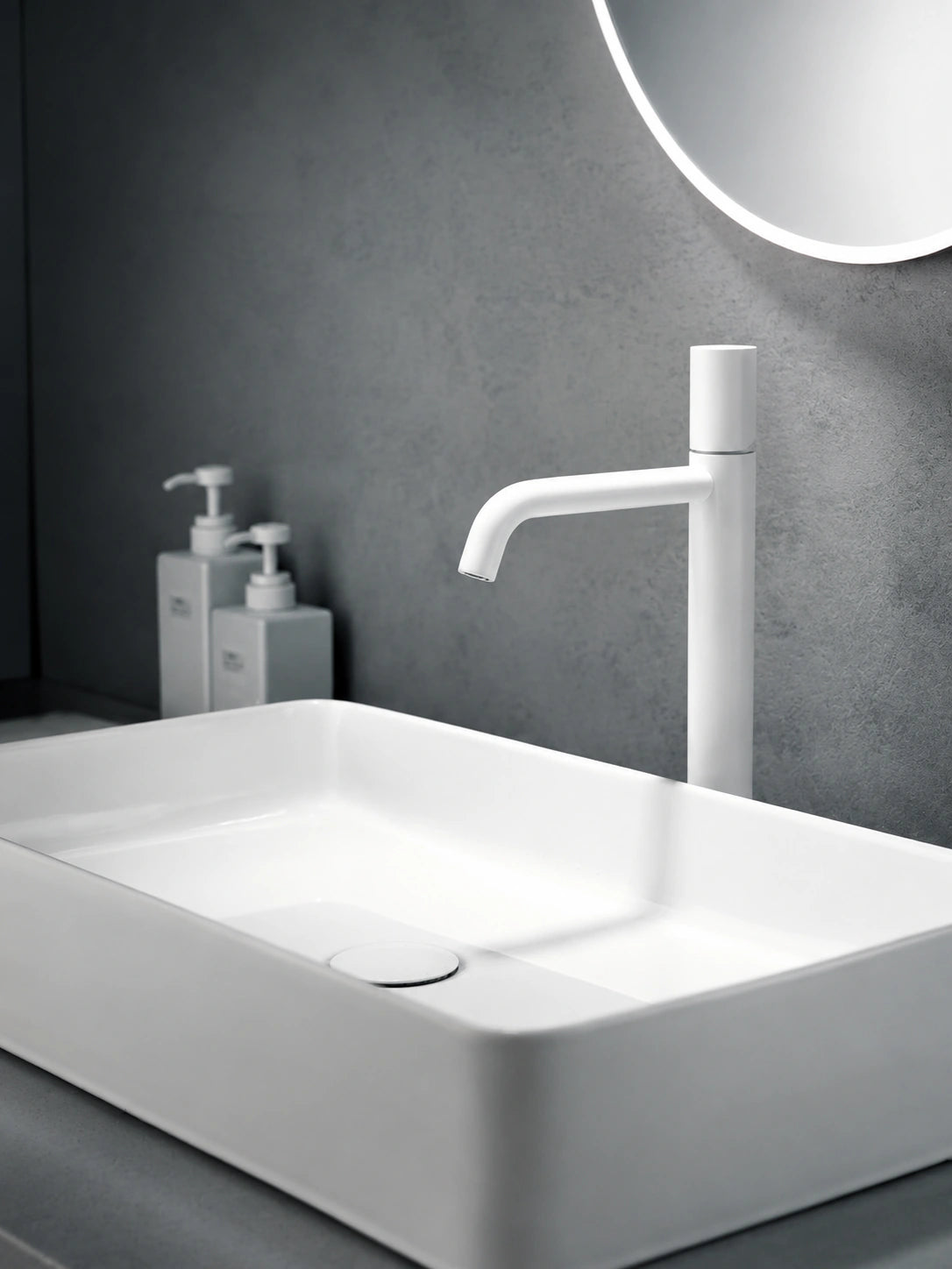 BBbidet 7701GW tall white bathroom vessel faucet product view