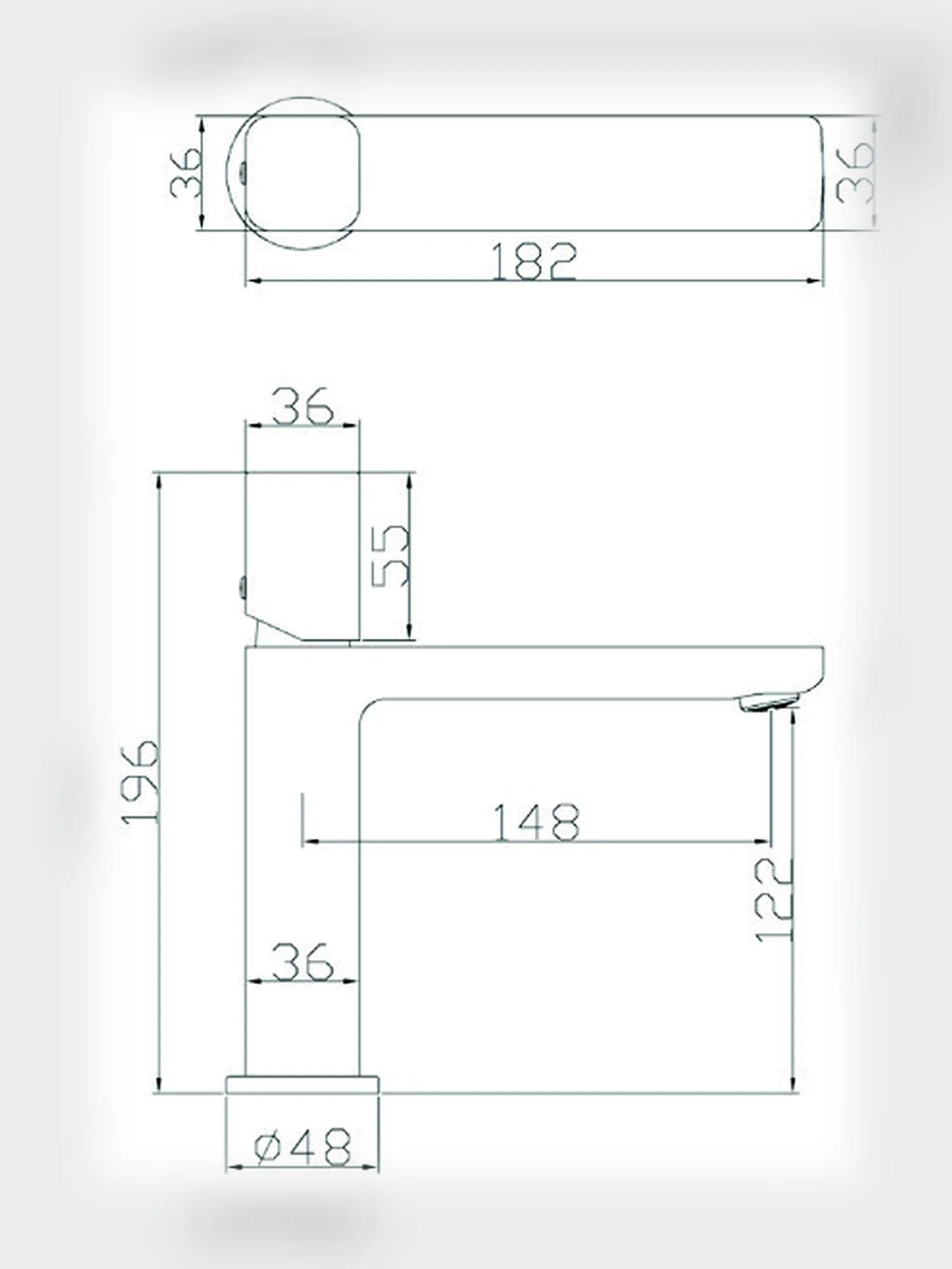 BBbidet 7901 single handle basin faucet technical dimensions