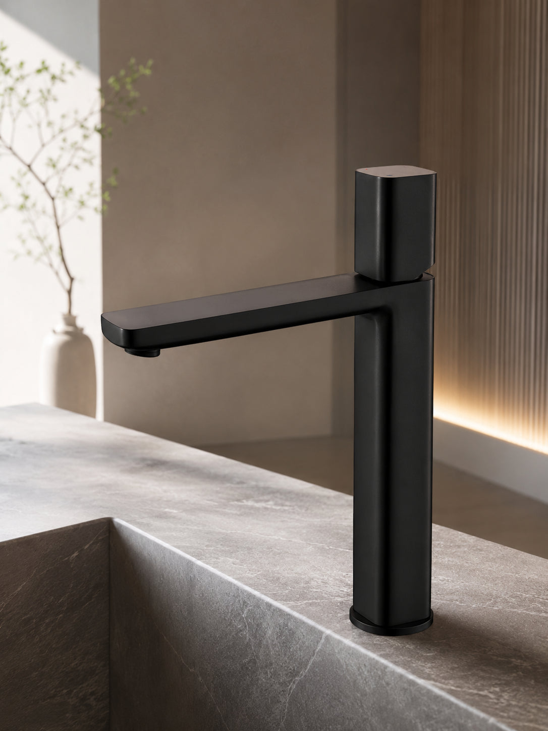 BBbidet 7901G tall vessel sink faucet in black finish