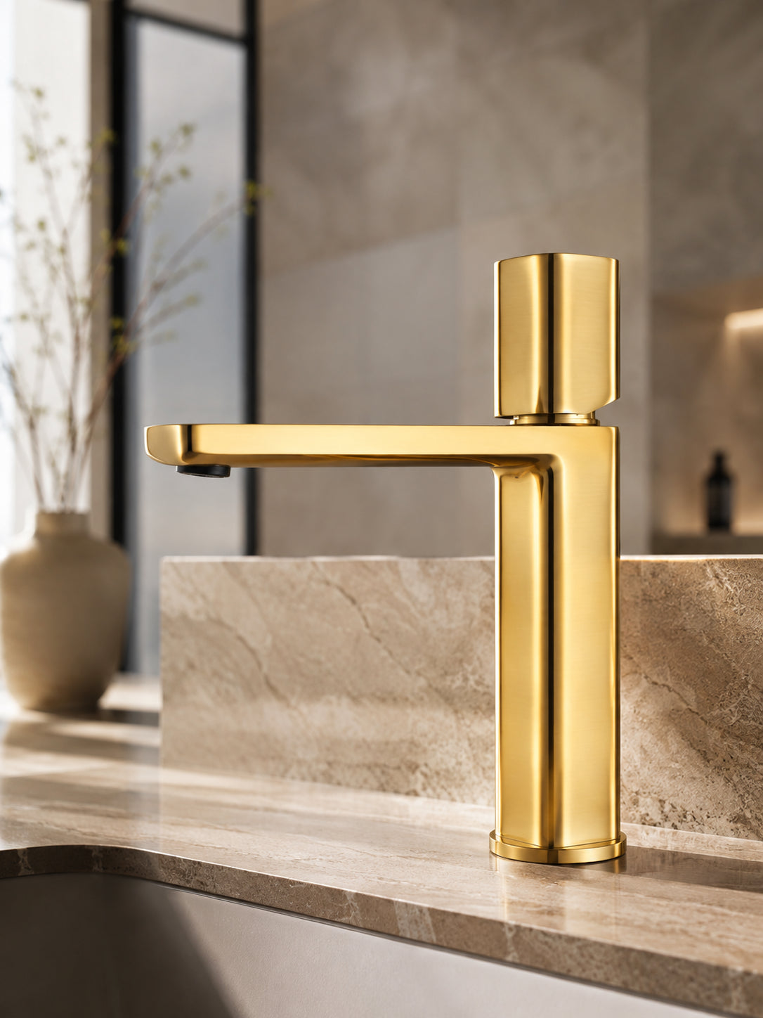 BBbidet 7901G tall vessel sink faucet in brushed gold finish