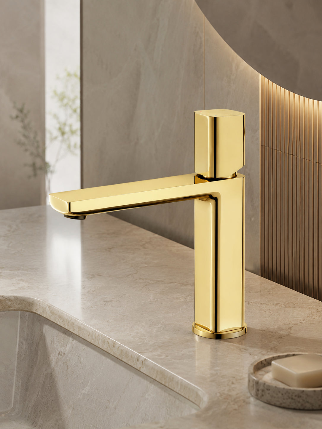 BBbidet 7901G tall vessel sink faucet in gold finish