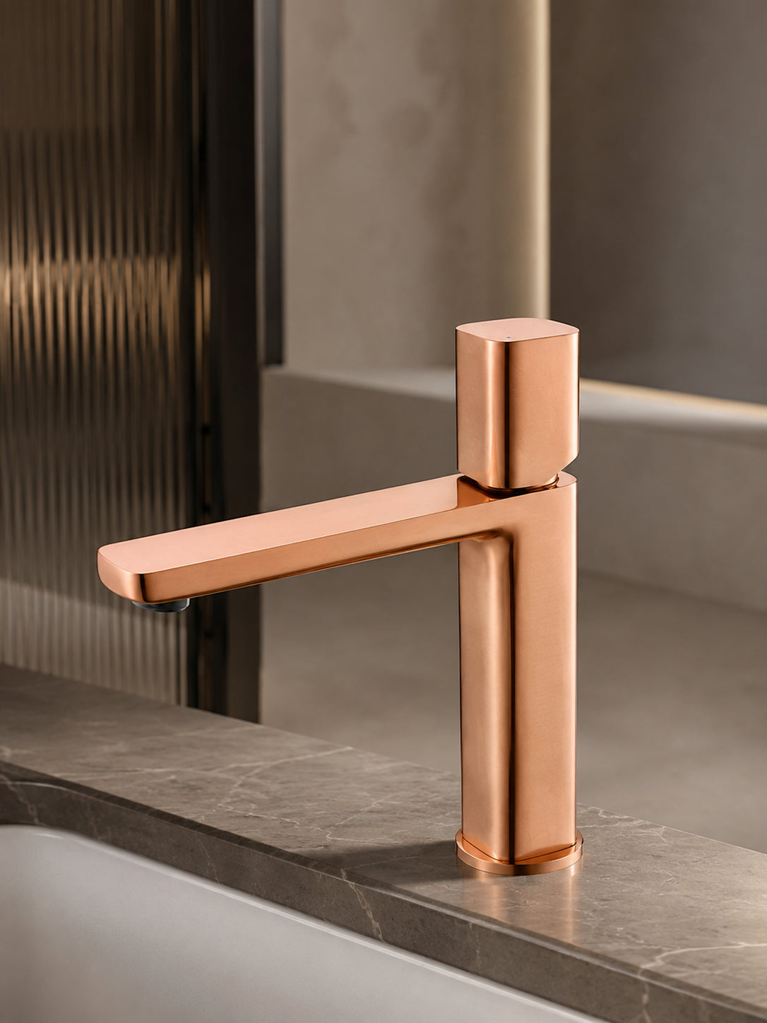BBbidet 7901G tall vessel sink faucet in rose gold finish