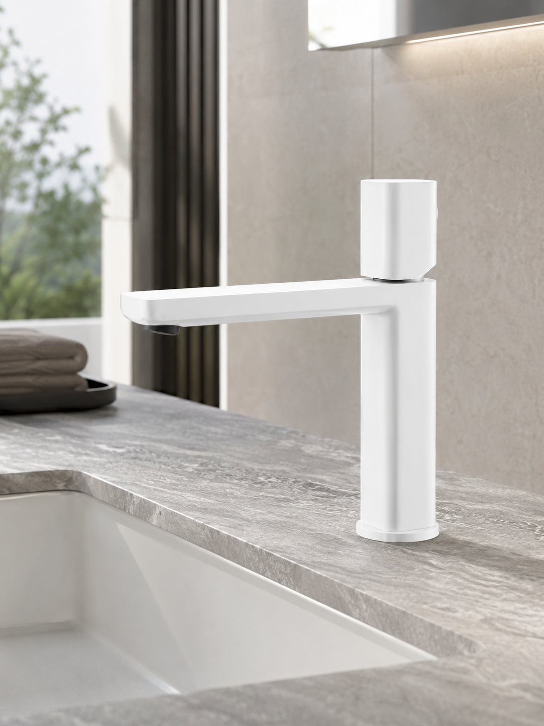 BBbidet 7901G tall vessel sink faucet in white finish