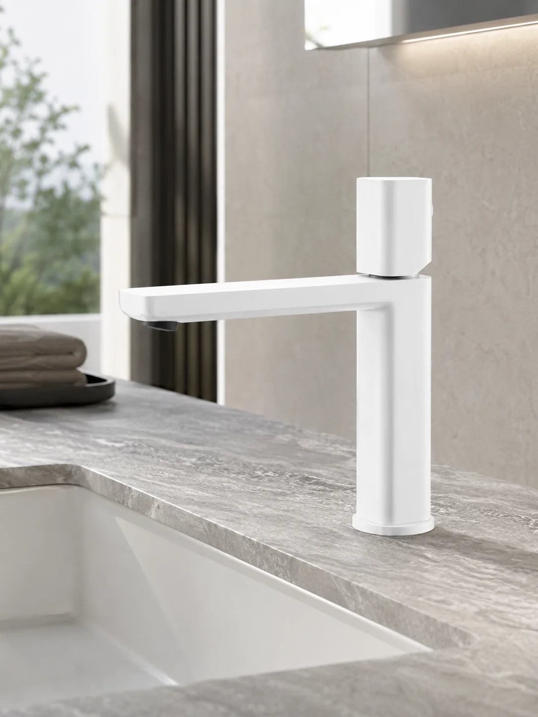 BBbidet 7901G tall vessel sink faucet in white finish