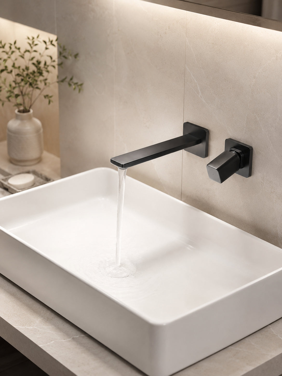 BBbidet 7903 gunmetal wall mounted basin faucet with water flow
