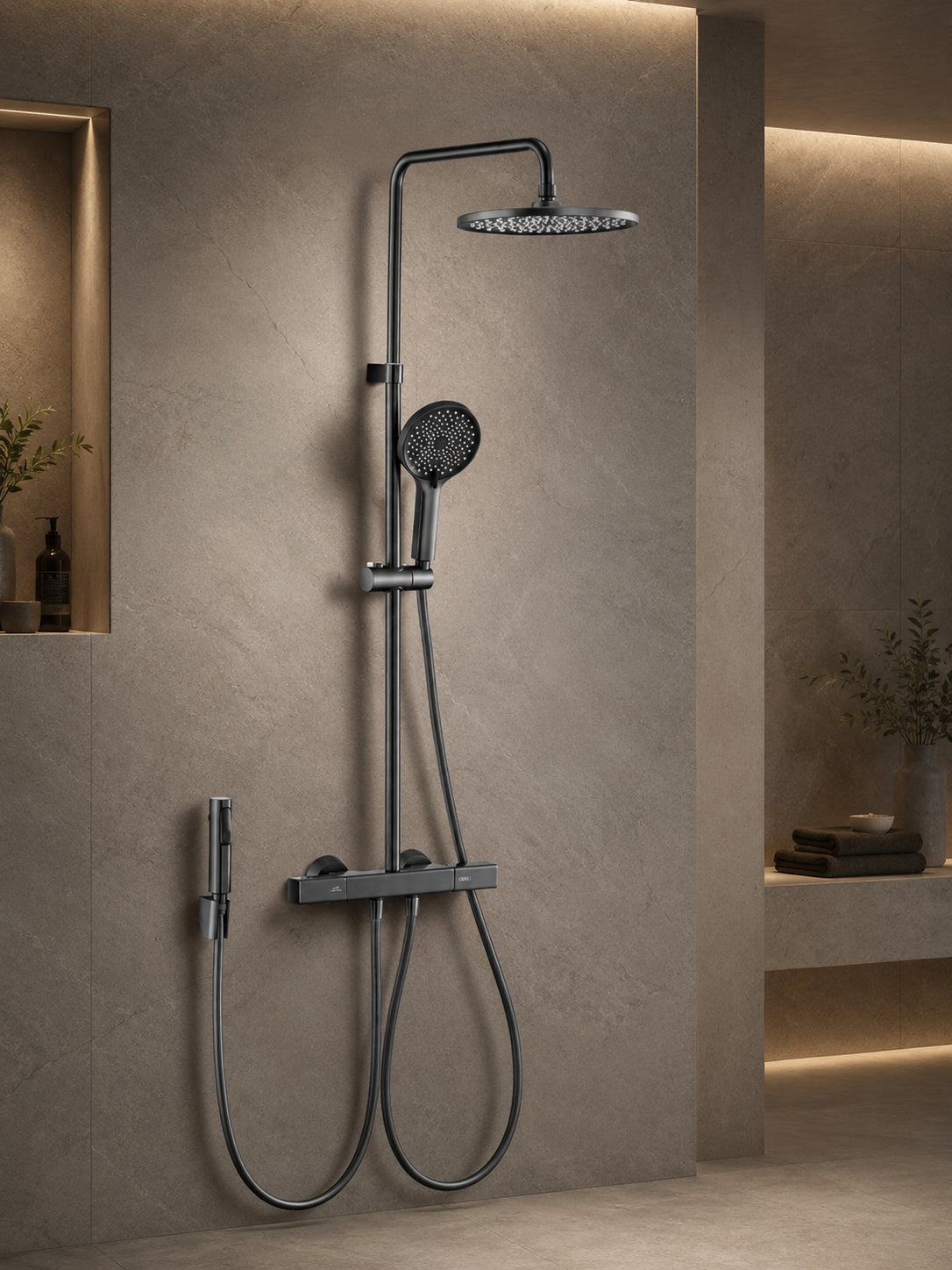 BBbidet 7909 shower system in brushed gunmetal finish