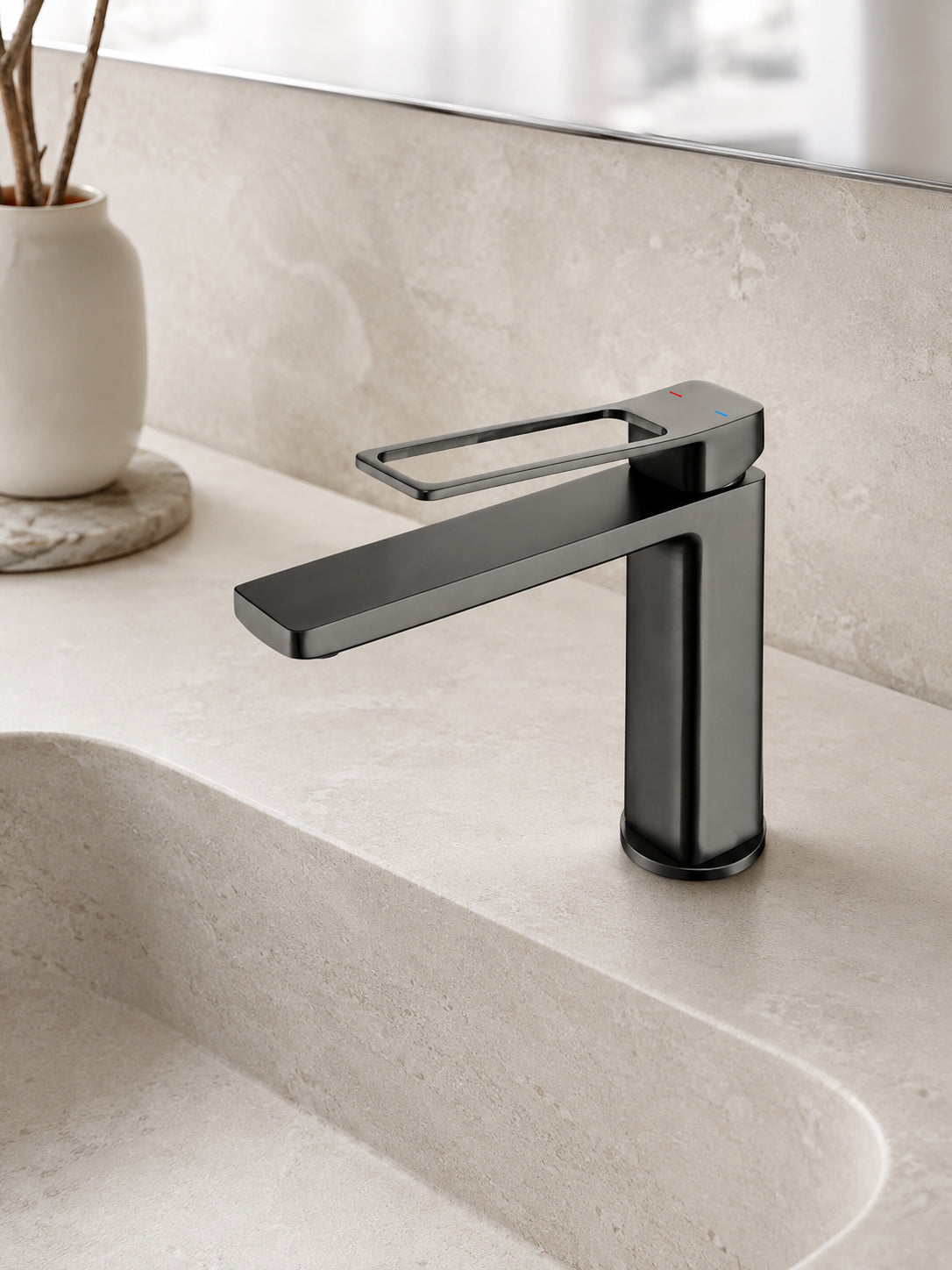 BBbidet 7911 open lever basin faucet in brushed gunmetal finish