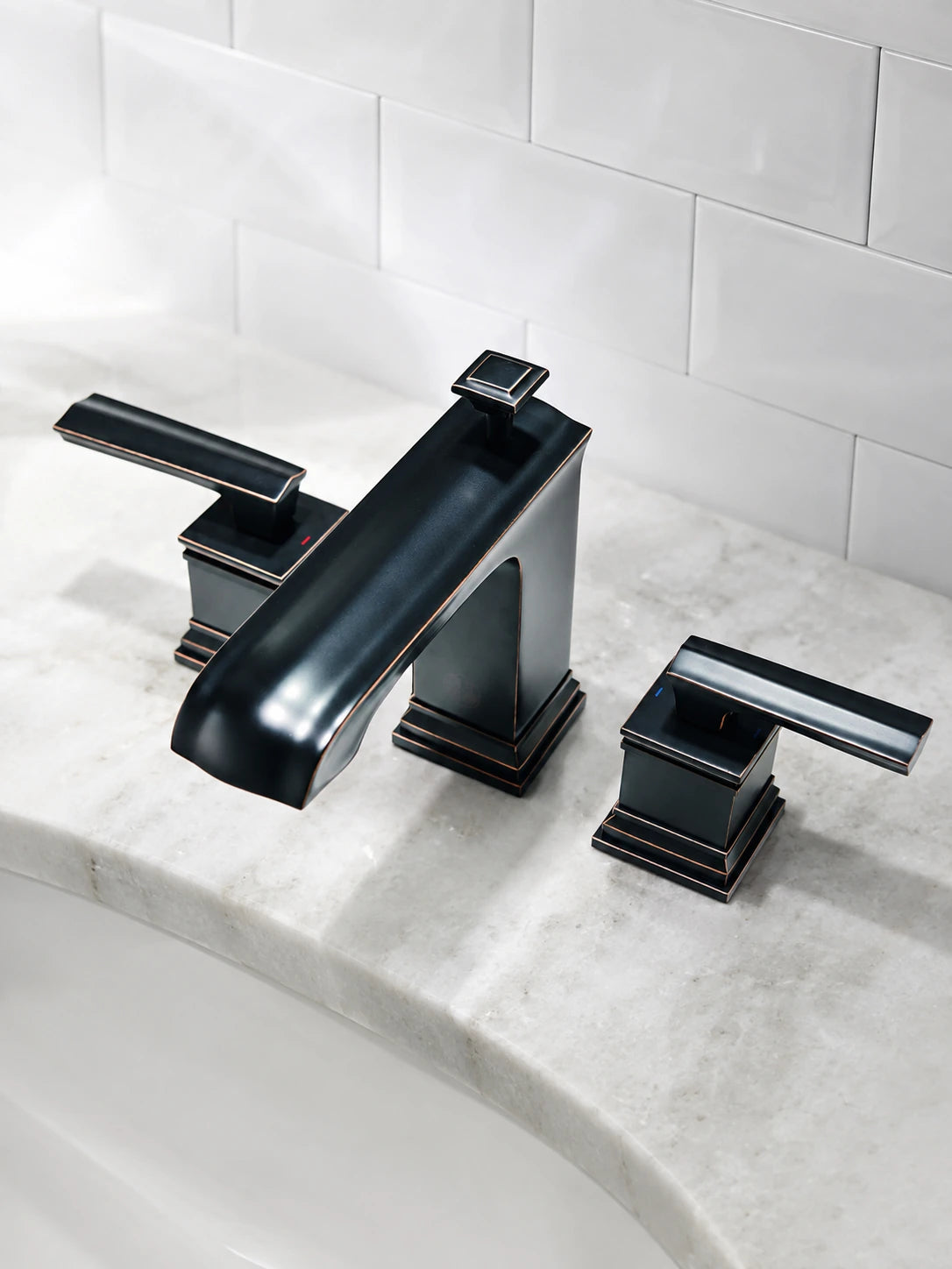 BBbidet 80807 widespread bathroom basin faucet in dark bronze finish