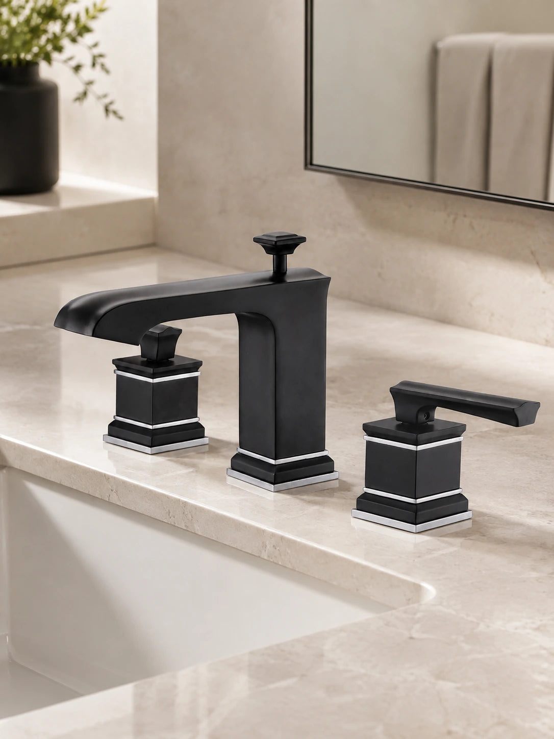 BBbidet 80807 matte black widespread bathroom basin faucet