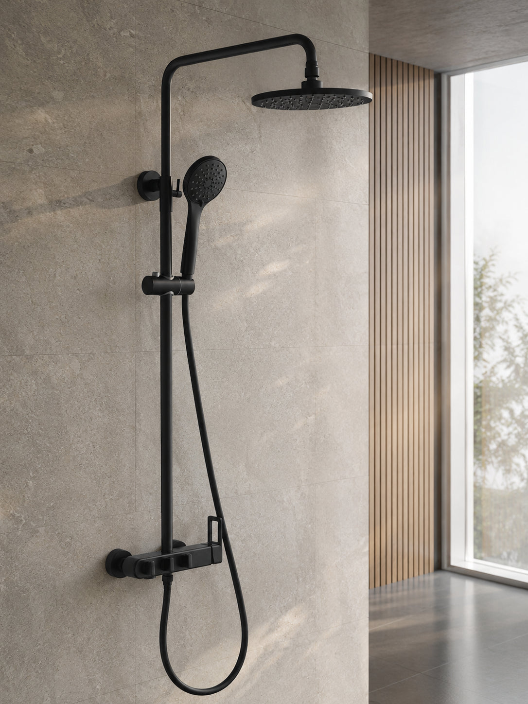 BBbidet 8209 rain shower system in matte black finish