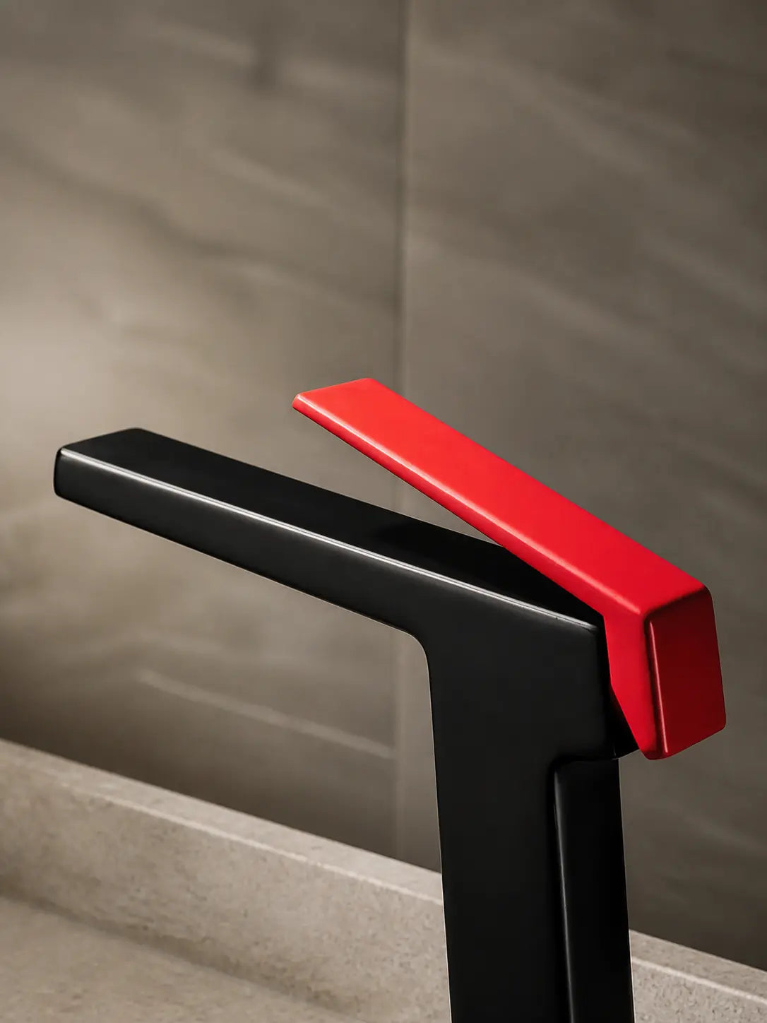bbbidet 93 Series 9301G basin faucet in black red - handle detail