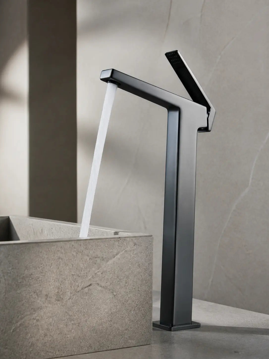 bbbidet 93 Series 9301G basin faucet in brushed gunmetal - water flow