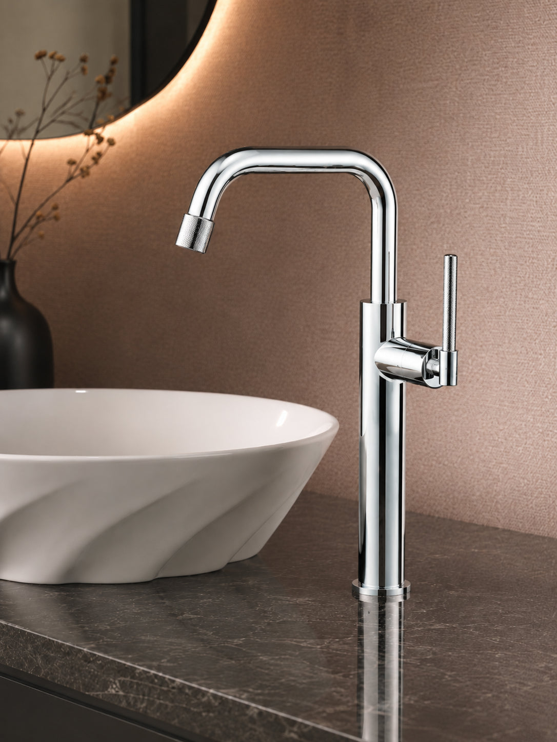 BBbidet 9501G tall vessel sink faucet in polished chrome finish