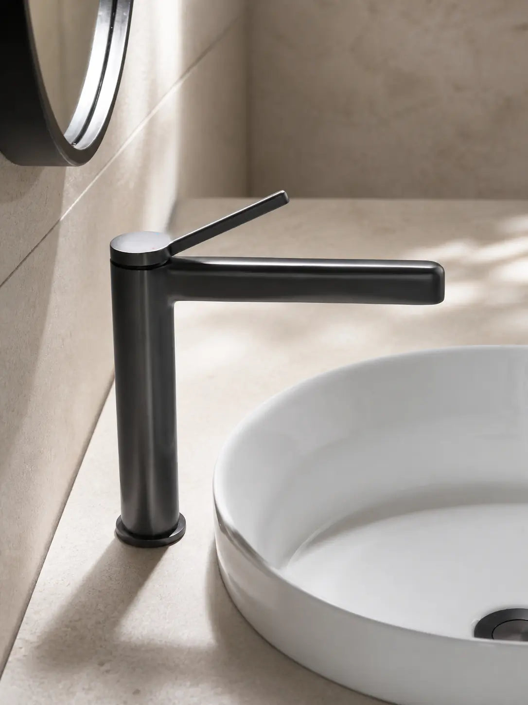 bbbidet 9801 tall brushed gunmetal basin faucet main view