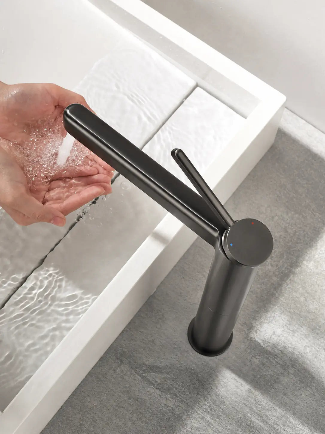 bbbidet 9801 tall brushed gunmetal faucet top view
